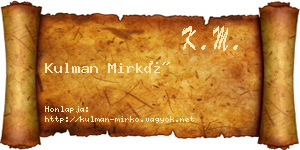 Kulman Mirkó névjegykártya